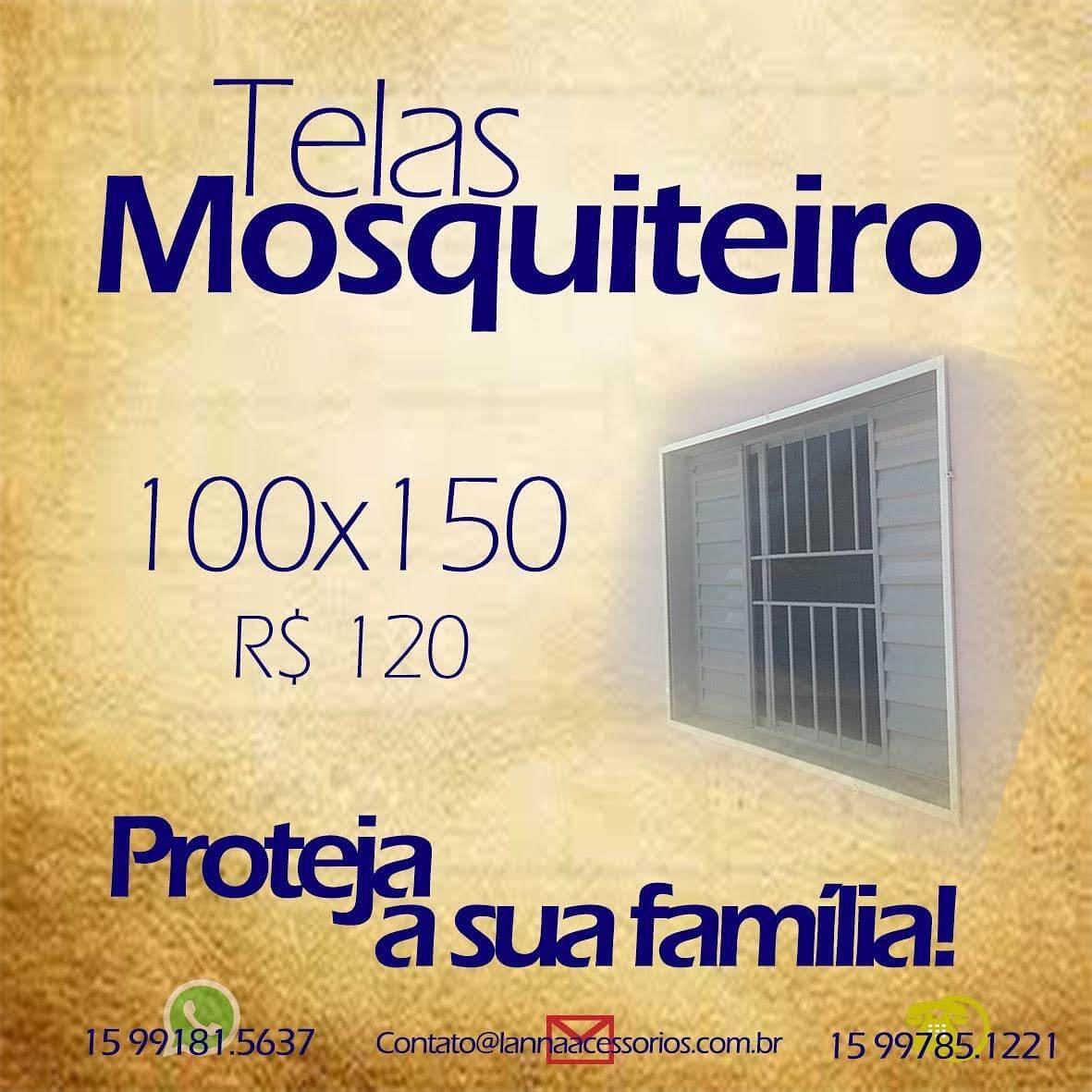 telas mosquiteiro 100x150 R$120, proteja sua familia